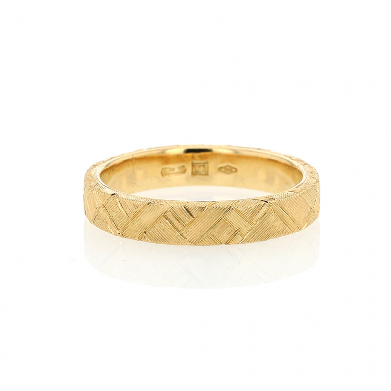 18k Gold Hand Engraved Band Ring