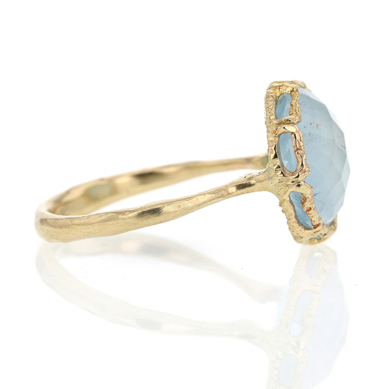 Aquamarine All 14k Gold Lace Ring
