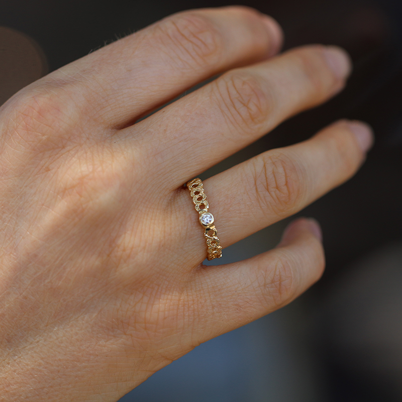 Gold Loop Ring with Diamond