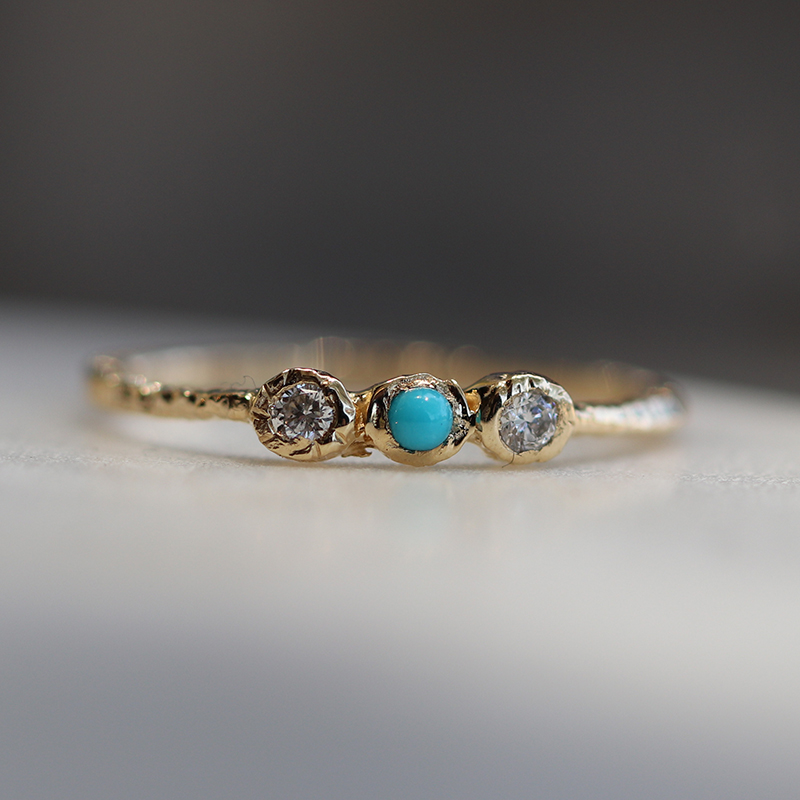 Gold Turquoise and Diamond Ring
