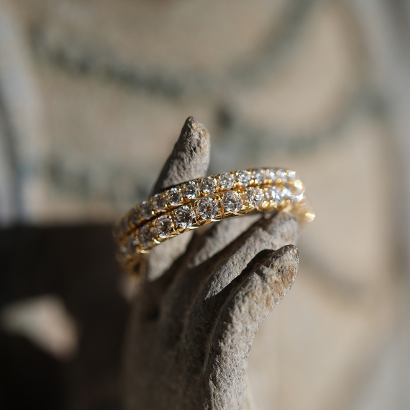 Diamond French Eternity 18k Gold Slim Ring