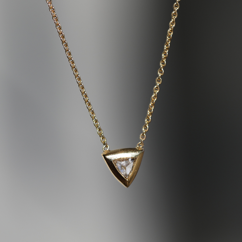 Tiny Trillion Diamond 18k Gold Necklace