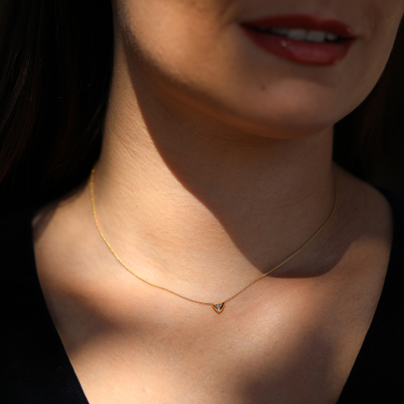 Tiny Trillion Diamond 18k Gold Necklace