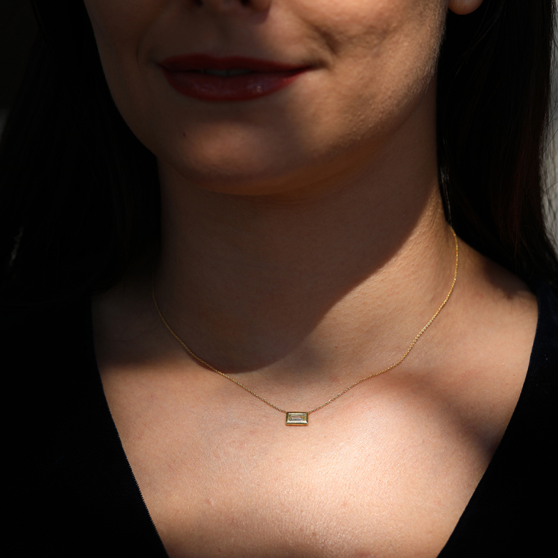 Baguette Diamond 18k Gold Necklace