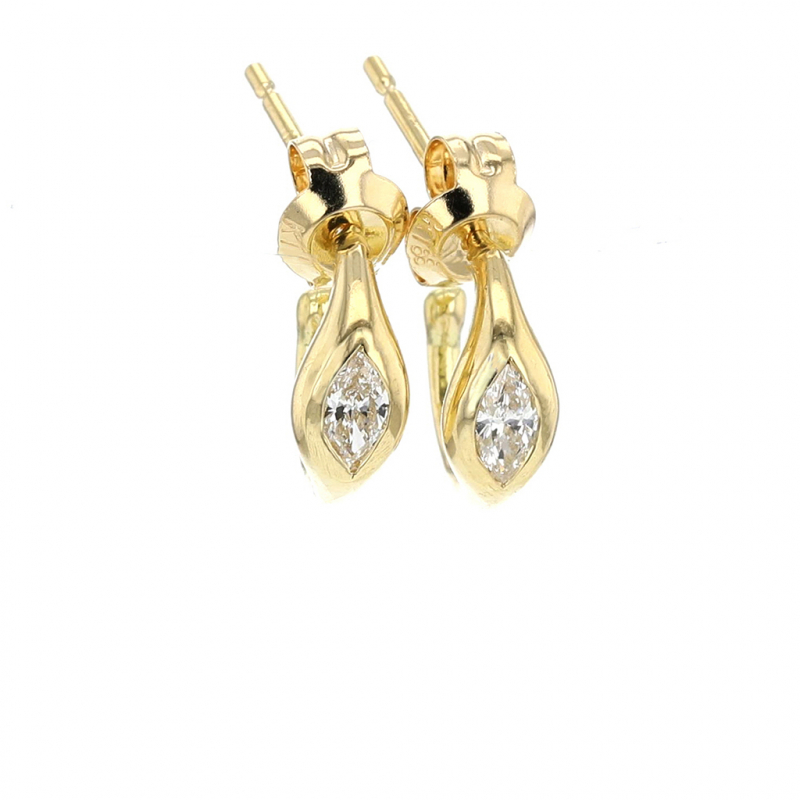 Gold Diamond Huggie Hoop Earrings