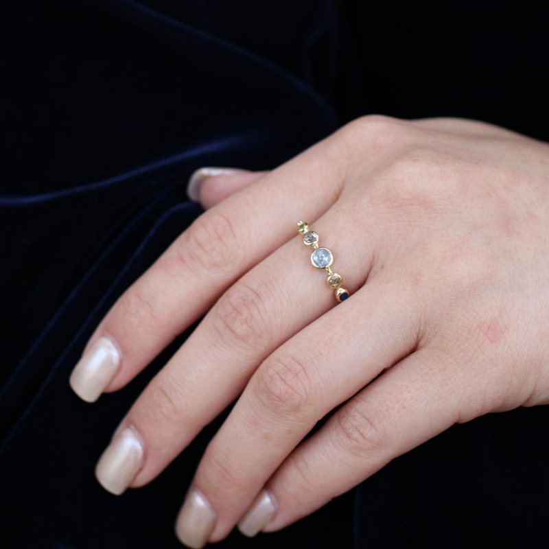 Moonstone, Sapphire and Diamond Ring