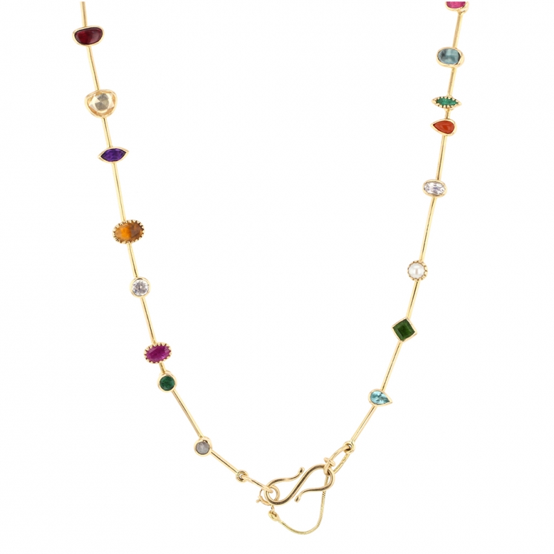 Gemstone Gold Collar Necklace