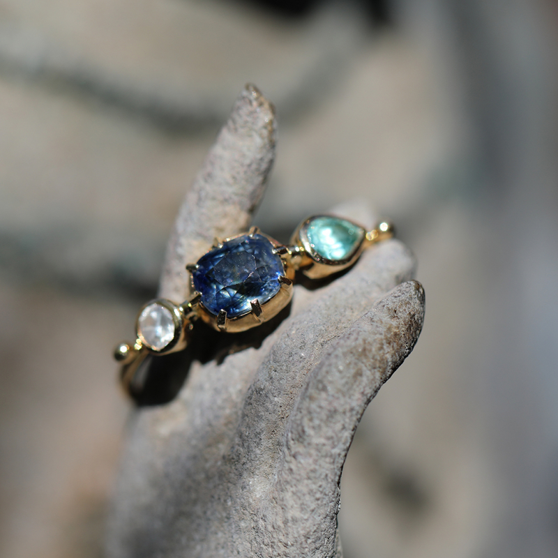Dorette | Blue Sapphire, Blue Tourmaline and Diamond Band Ring at ...