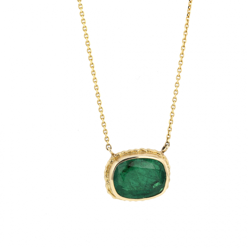 Zambian Emerald 14k Yellow Gold Necklace