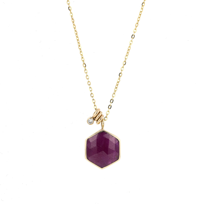 Hexagonal African Ruby Necklace