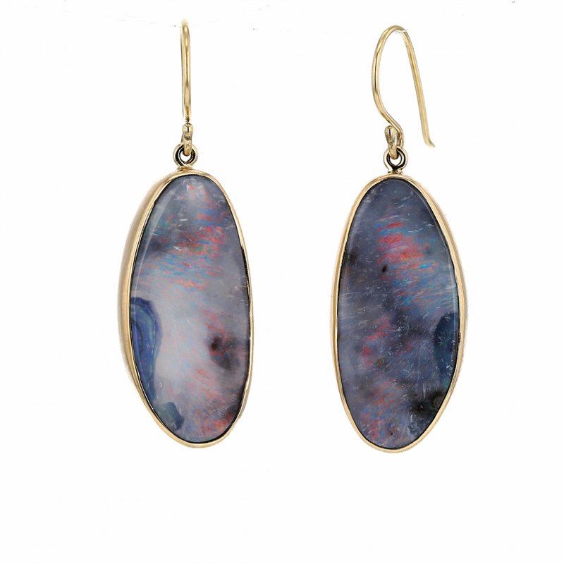Boulder Opal Amazing Wing Gold Earrings