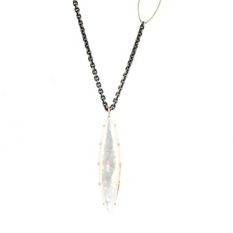 Multi Prong White Mother of Pearl Long Necklace