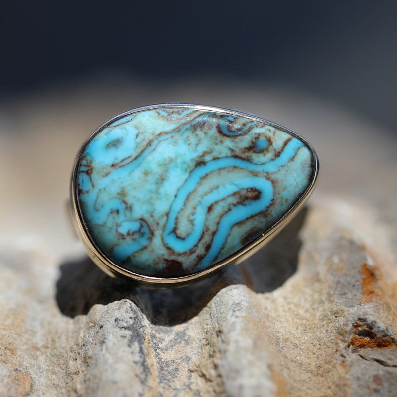 Egyptian Turquoise Silver and Gold Ring
