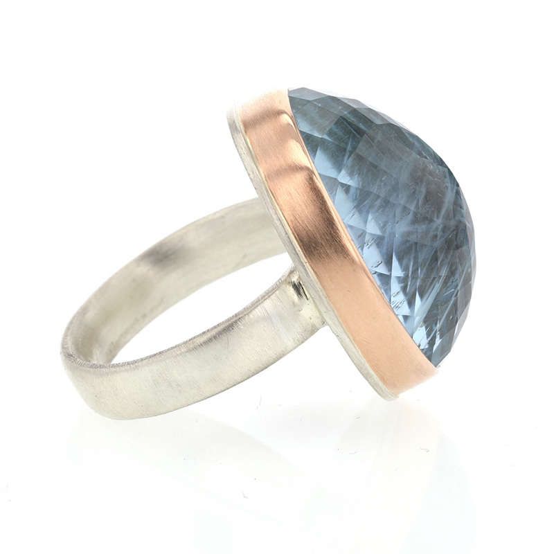 Inverted Aquamarine Rose Gold Ring