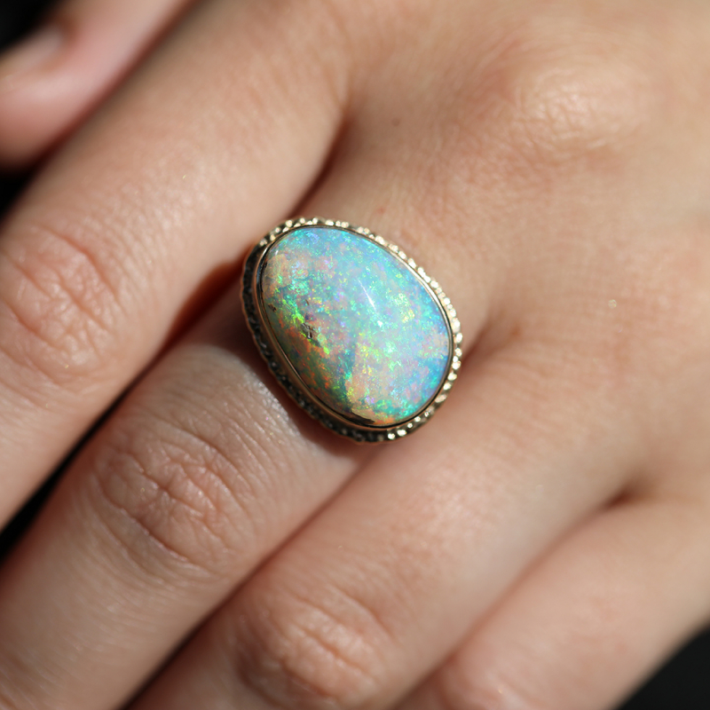 Opalized Wood All 14k Gold Ring