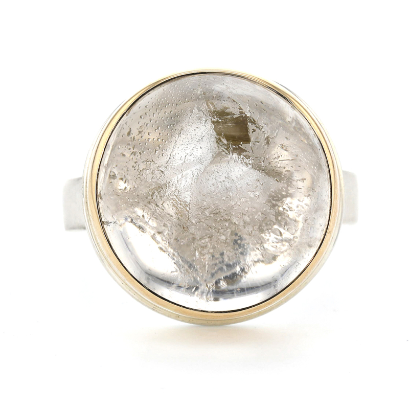 Positive Quartz Silver and Gold Ring