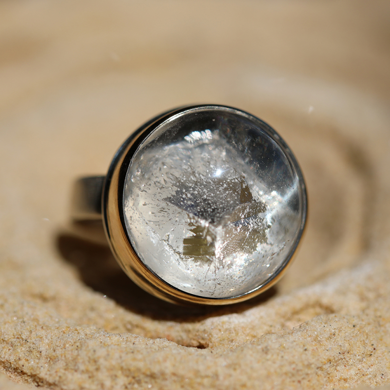 Positive Quartz Silver and Gold Ring