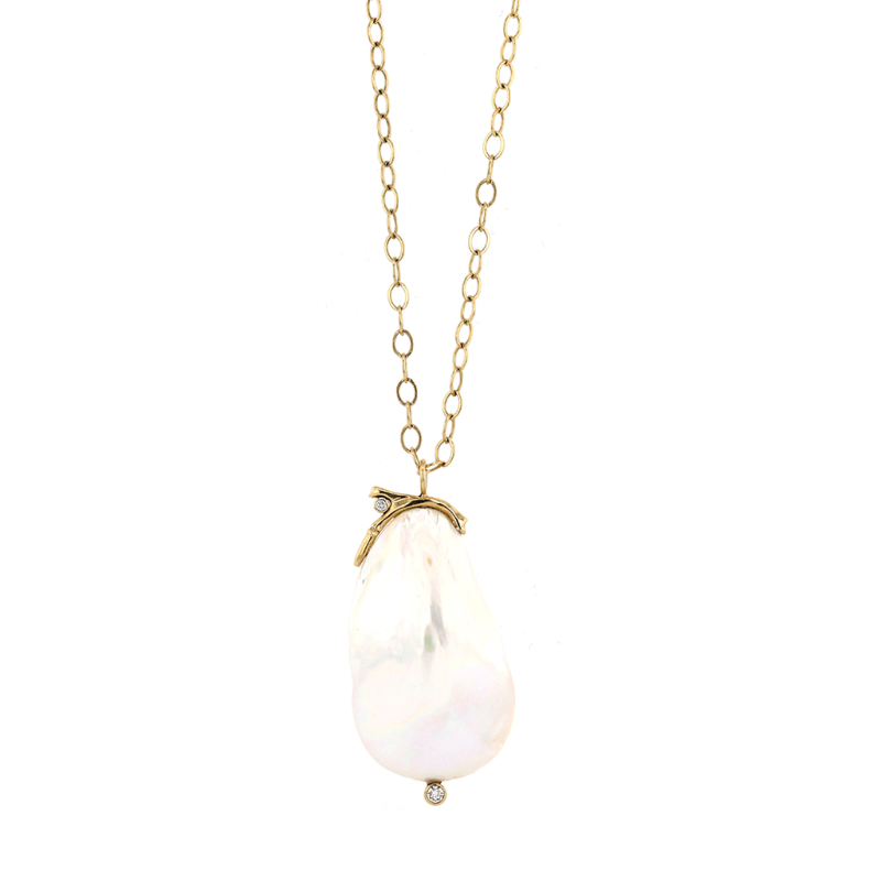 Long Cultured Fresh Water Pearl Gold Necklace