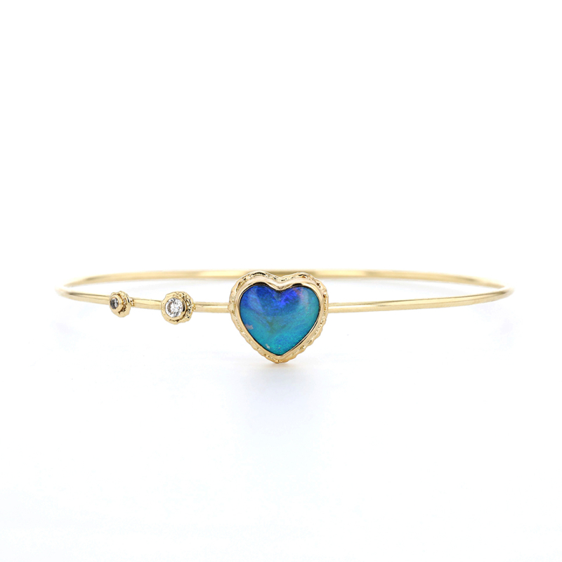 Hand Carved Australian Opal Heart Bracelet