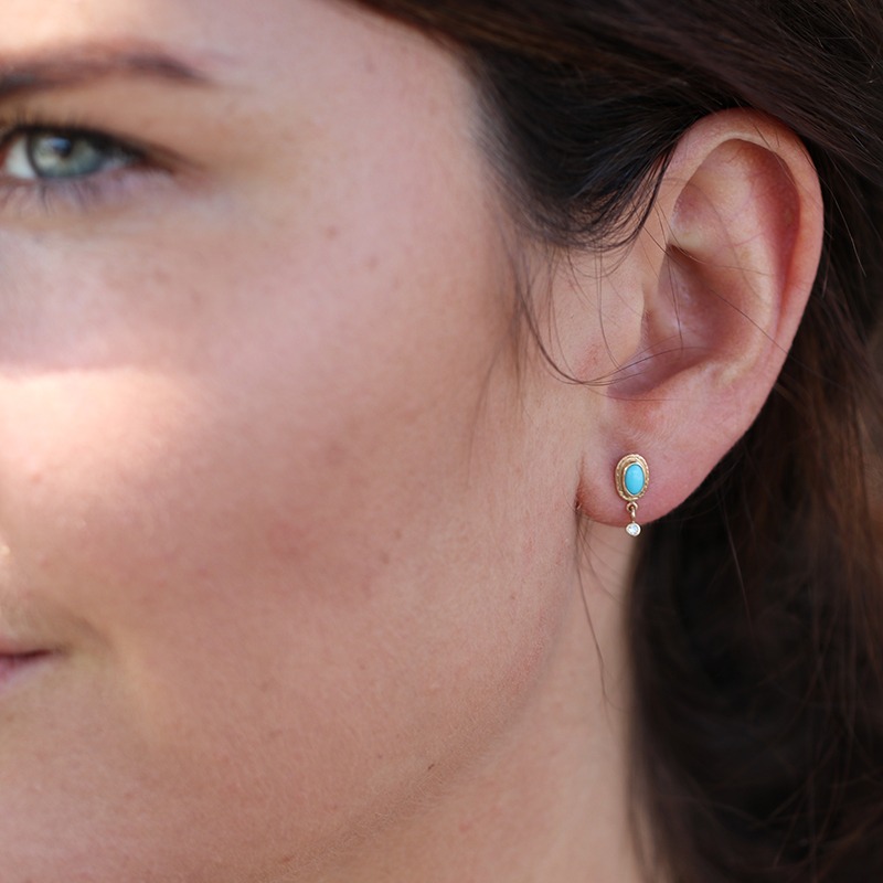 turquoise diamond stud earrings