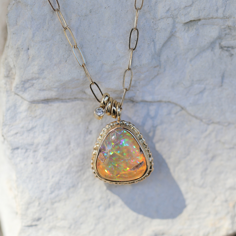 fire opal and diamond necklace