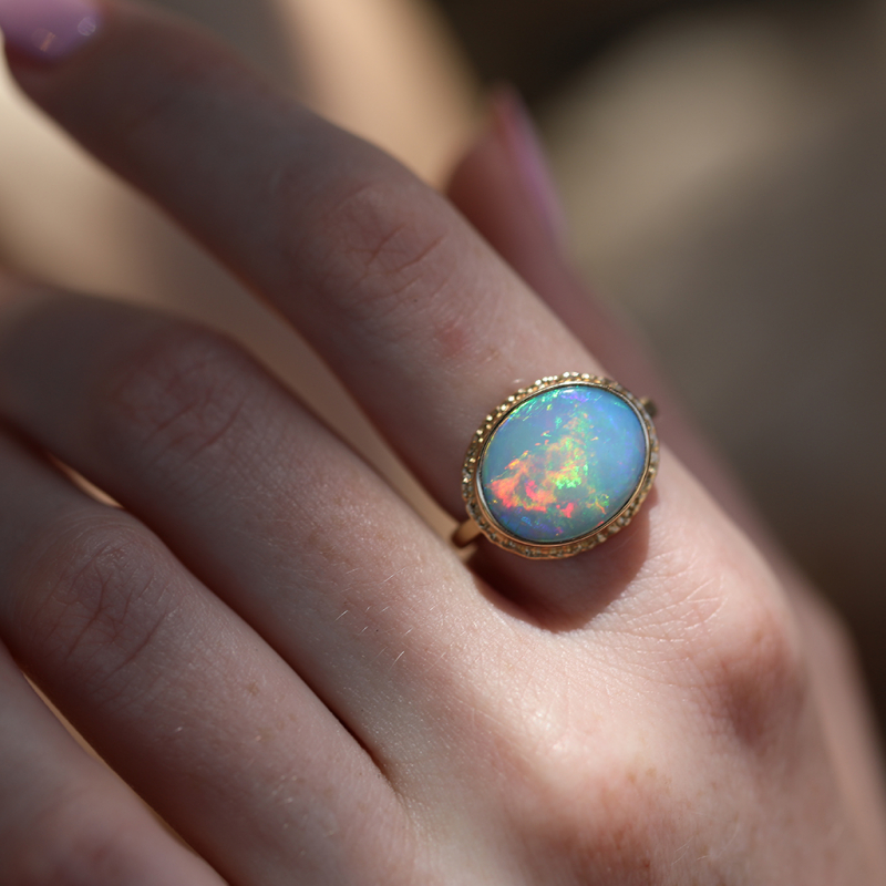 Mintabie Australian Opal 14k Gold Ring
