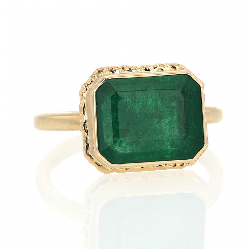 Rectangle Emerald All Gold Ring