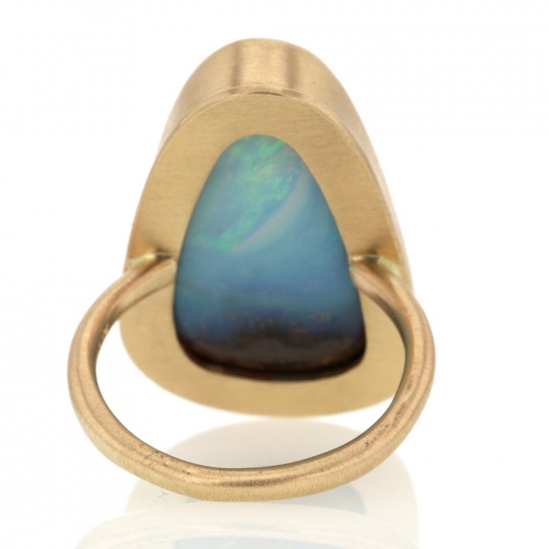 All 14k Gold Boulder Opal Open Back Ring