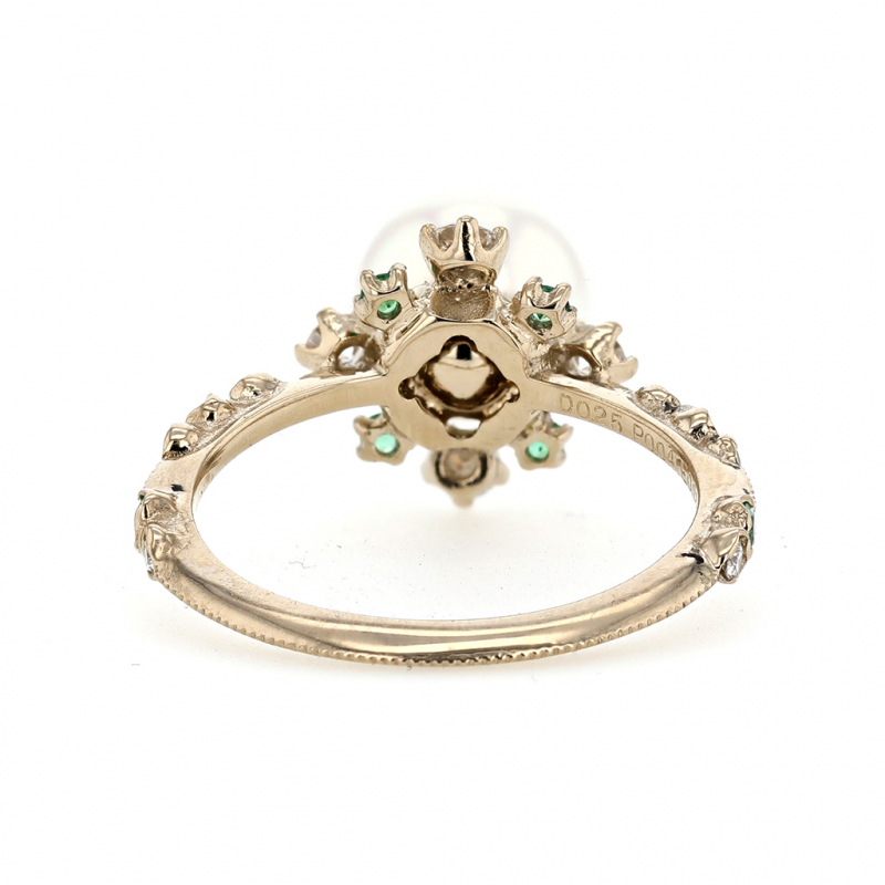 Halo Snowflake Pearl Gold Ring