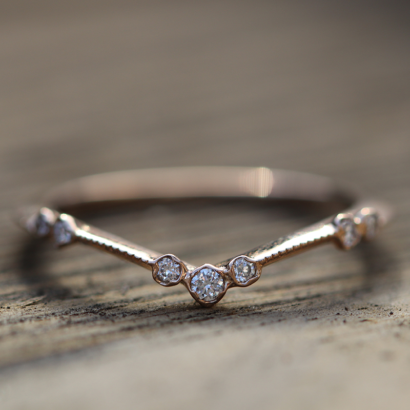Curved Rose Gold Diamond Ring
