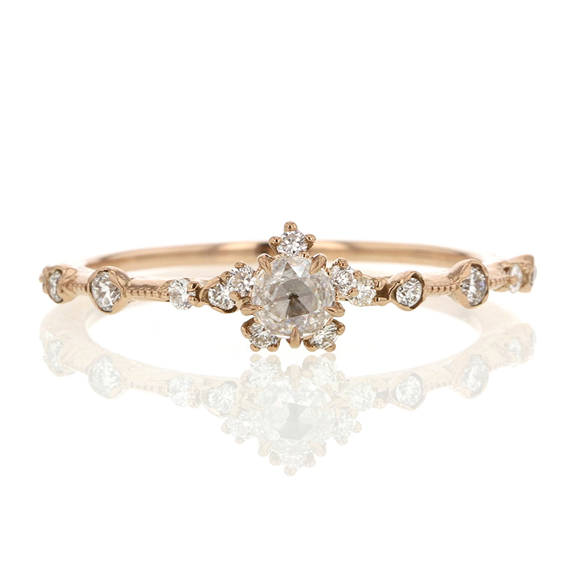 Diamond Snowflake Victorian Rose Gold Ring
