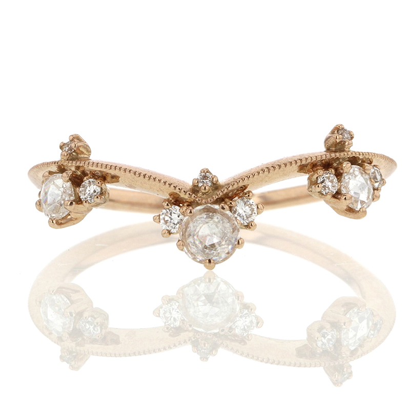 Curved Diamond Crown 18k Rose Gold Ring