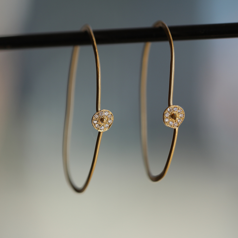 18k Gold In The Loop Hoops with Diamonds