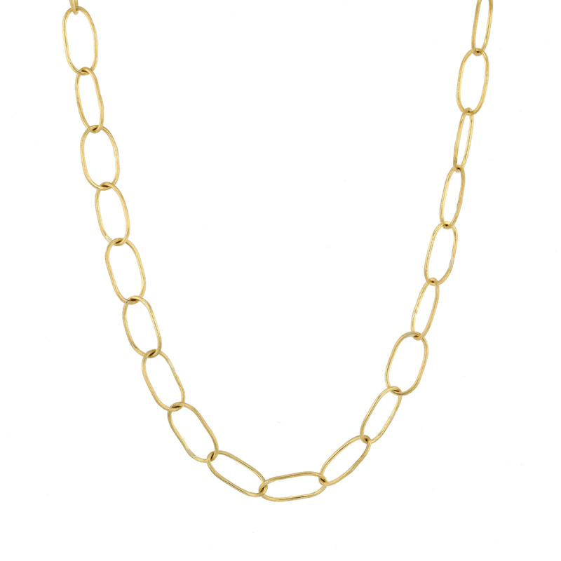 Handmade Oval Link Chain 18k Gold Necklace
