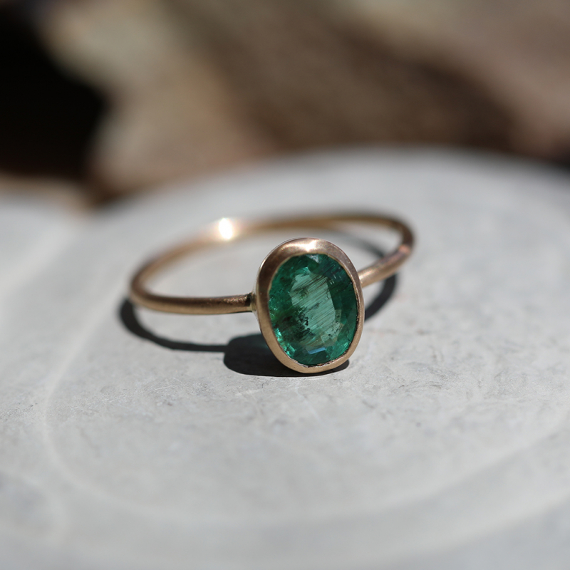 Emerald Oval 14k Gold Ring