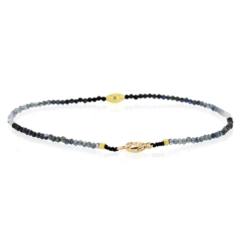 Blue Ombre Sapphire 18k Gold Beaded Bracelet