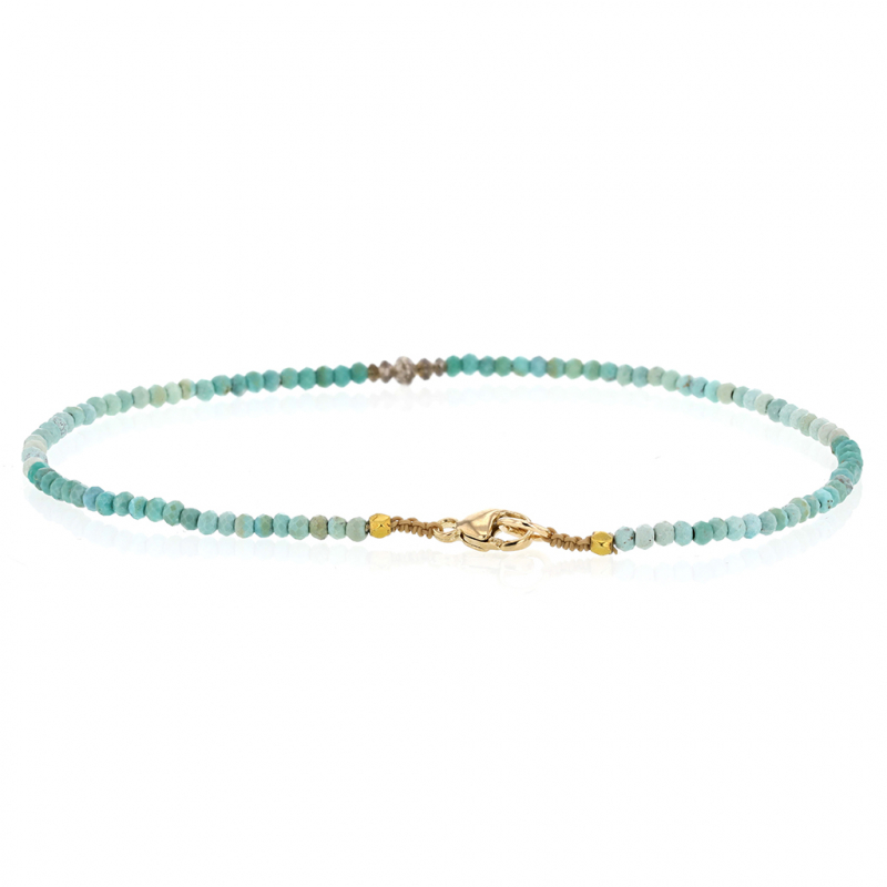 Sleeping Beauty Turquoise and Cognac Diamond Beaded Bracelet