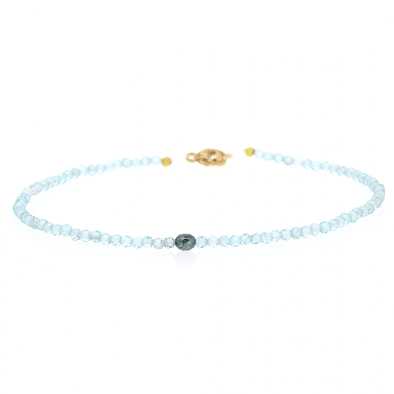 Apatite and Blue Diamond Beaded Bracelet