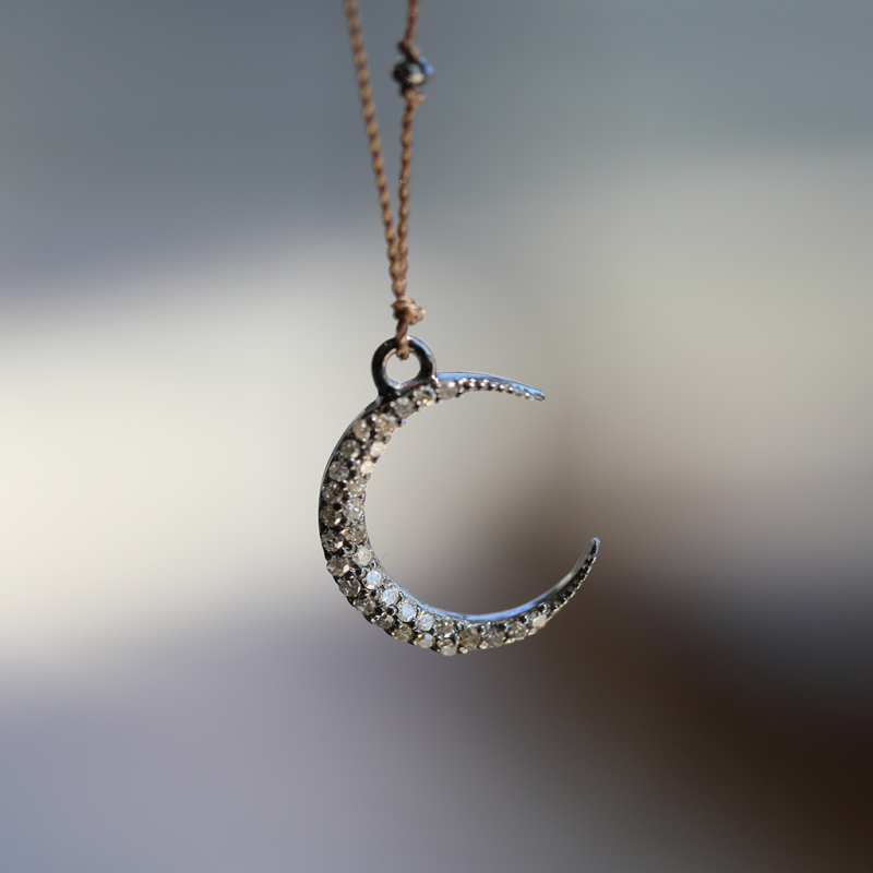 Pave Diamond New Moon Necklace