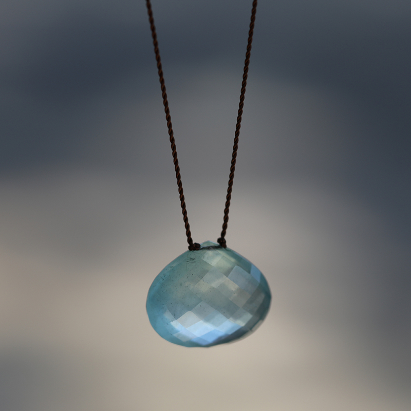 Large Aquamarine Zen Gems Faceted Necklace