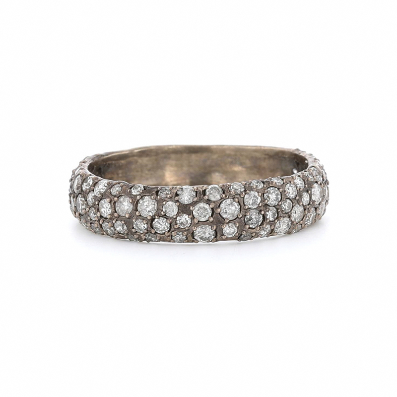 White Gold Wide Diamond Band Ring