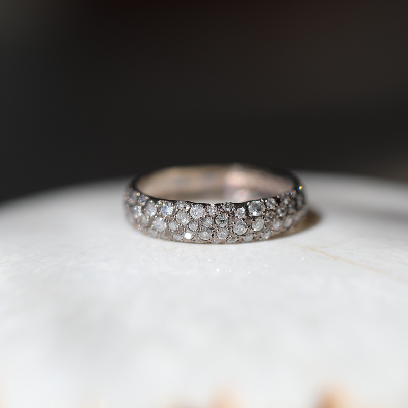 White Gold Wide Diamond Band Ring