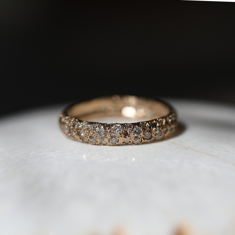 Yellow Gold Band with Brown Diamonds