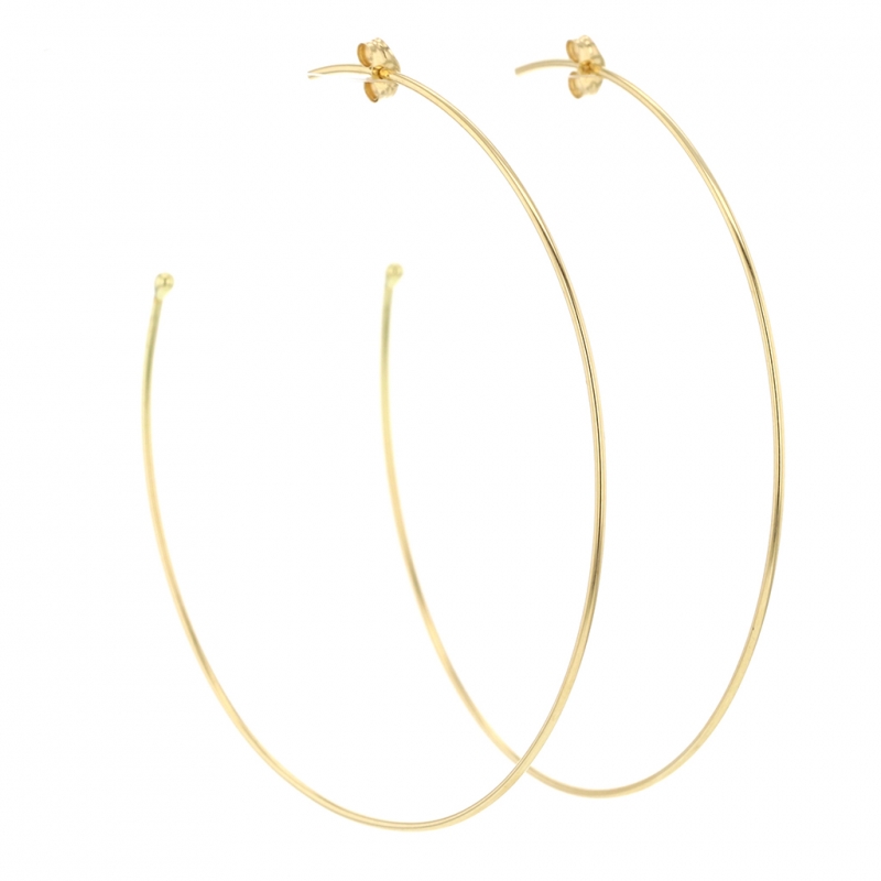 Extra Large Lightweight 18k Yellow Gold Hoop Earrings