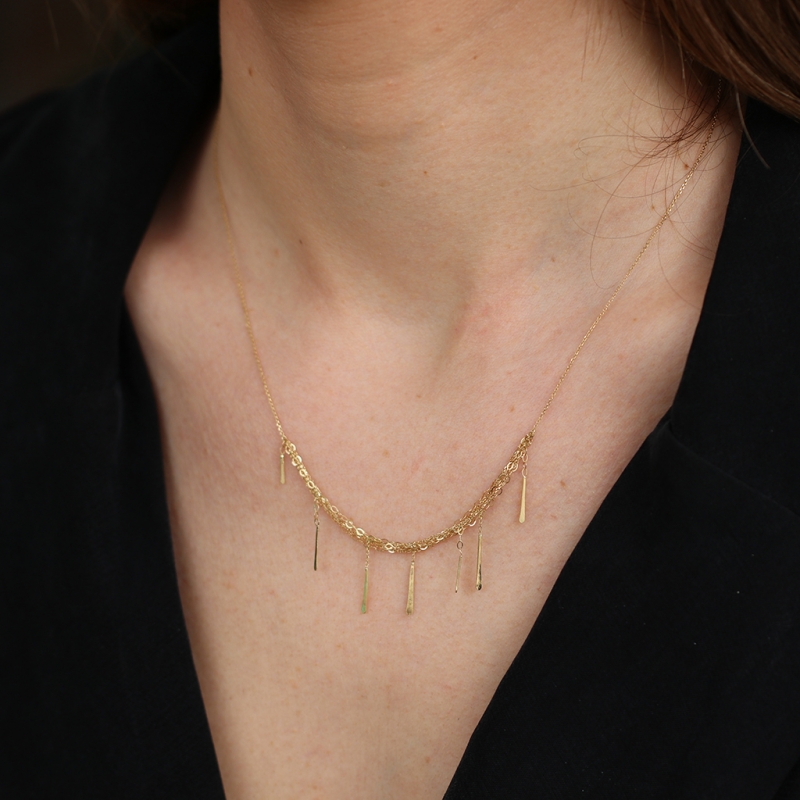 Short Sycamore Layered Gold Strand Necklace