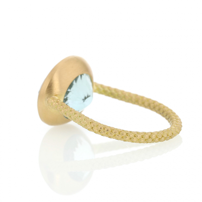 Oval Green Beryl 18k Gold Rope Ring