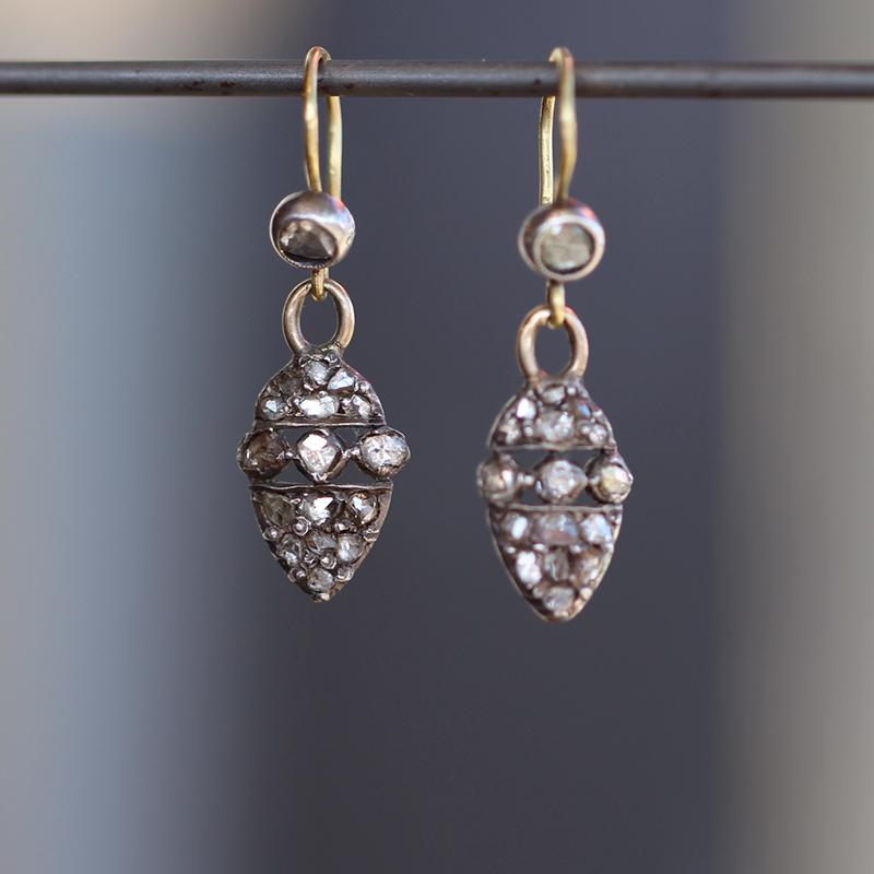 Antique Victorian Silver and Gold Diamond Earrings