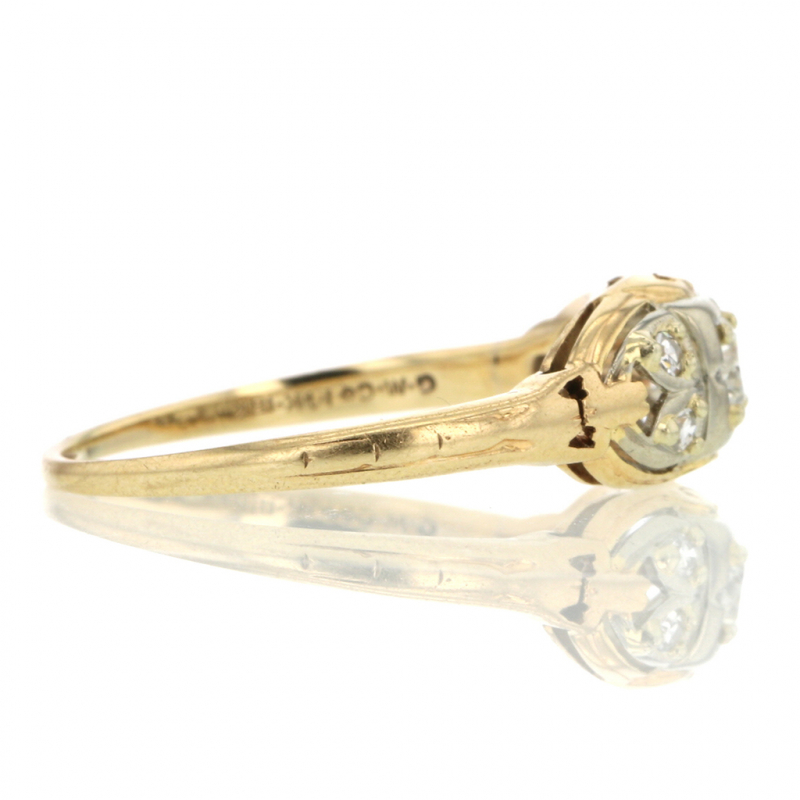 Vintage 14k Yellow Gold Diamond Ring with 18k White Gold