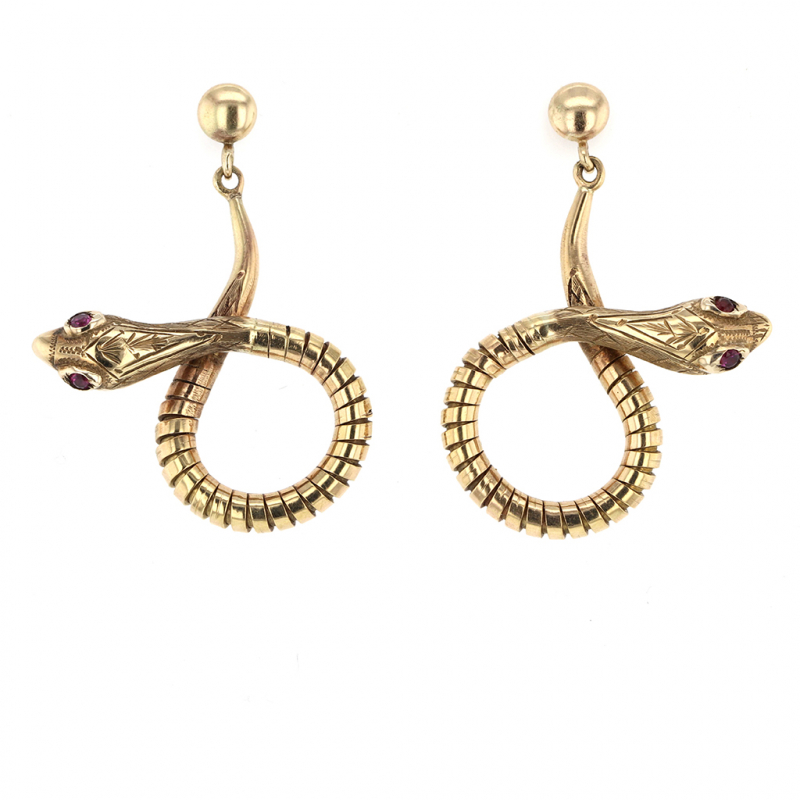 Vintage Gold Snake Earrings
