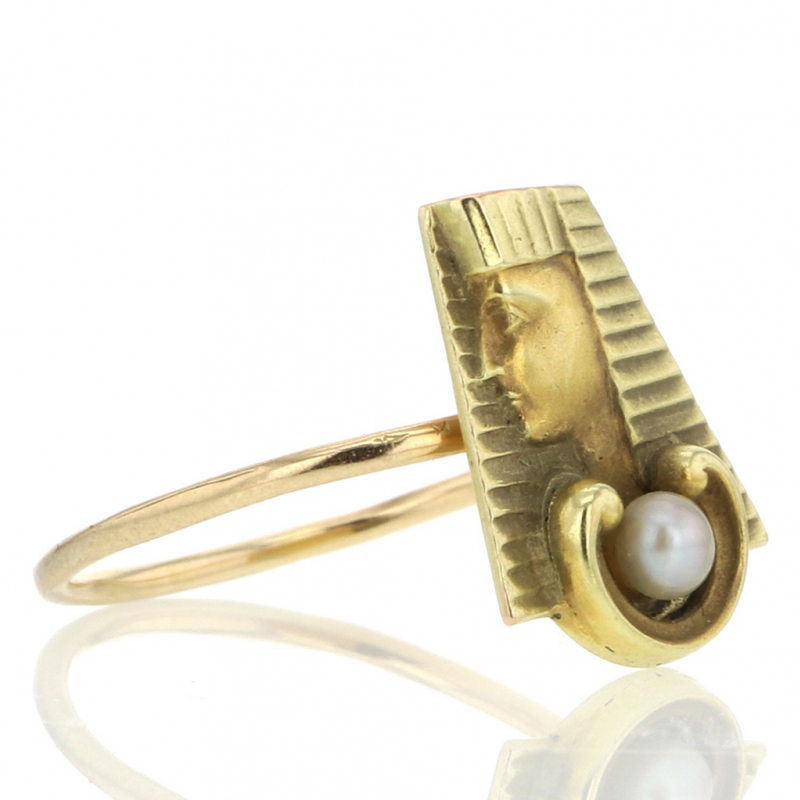 Egyptian Revival Pharoh Pearl Ring